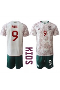 Fotbalové Dres Mexiko Raul Jimenez #9 Dětské Venkovní Oblečení MS 2022 Krátký Rukáv (+ trenýrky)